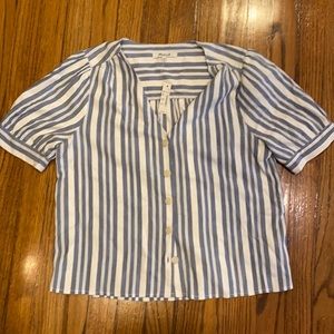 Madewell striped cropped button down